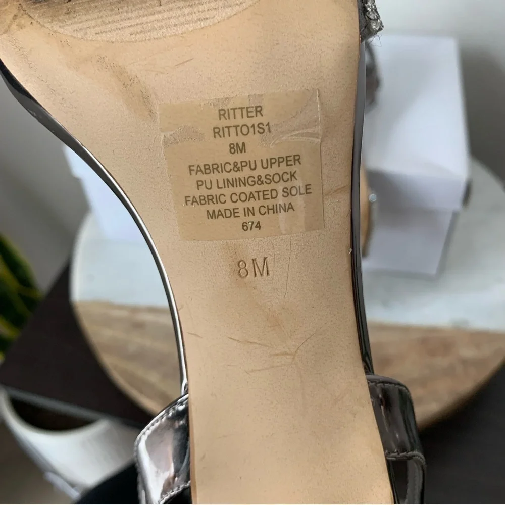 Steve Madden Rhinestone and Silver Ankle-strap sandal Heels Size 8